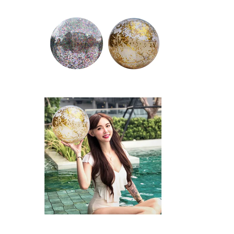 

Inflatable Glitter Beach Ball 16inch/24inch Confetti Beach Ball Pool Summer Party Toy Playing Entertainment Supplies