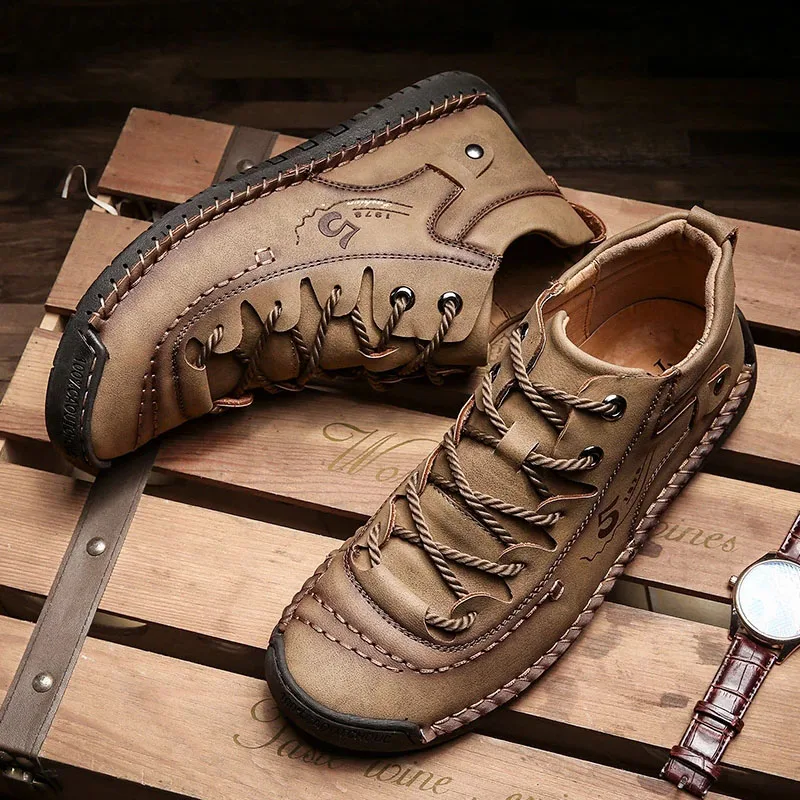 

LEOSOXS Comfortable Mens Casual Shoes Quality Leather Shoes Men Flats Light Soft Moccasins Shoe Footwear Big Size 39-48