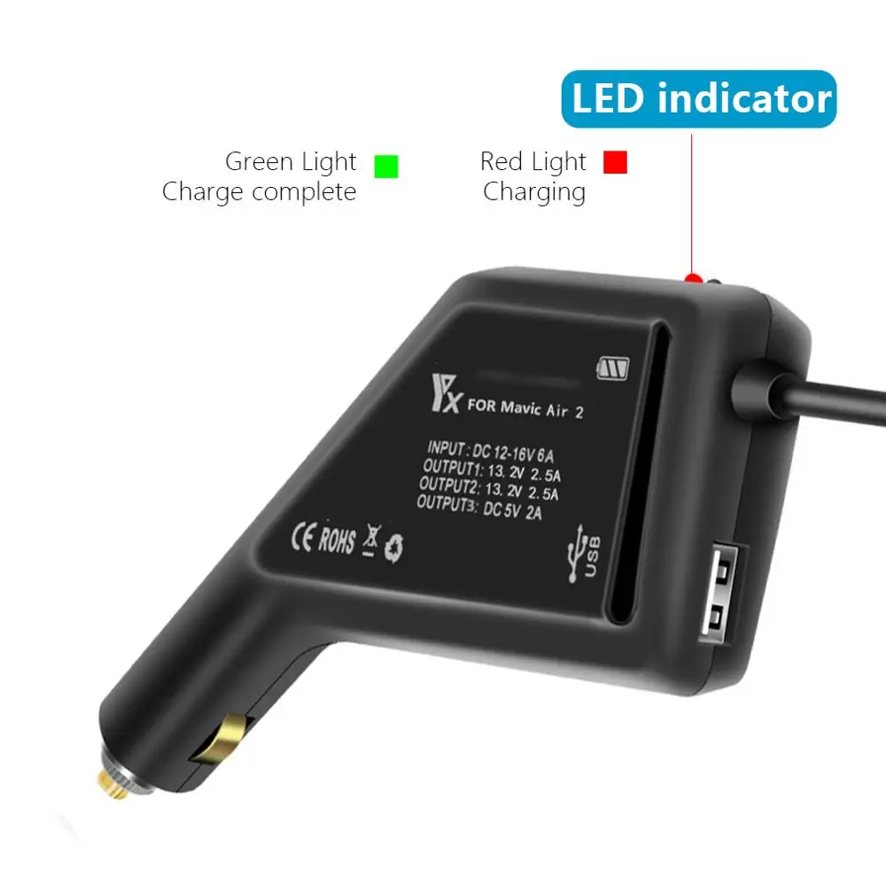 3 in 1 car charger mavic air 2s car charger battery charging usb port remote control charge for dji mavic air 2 charger hub free global shipping