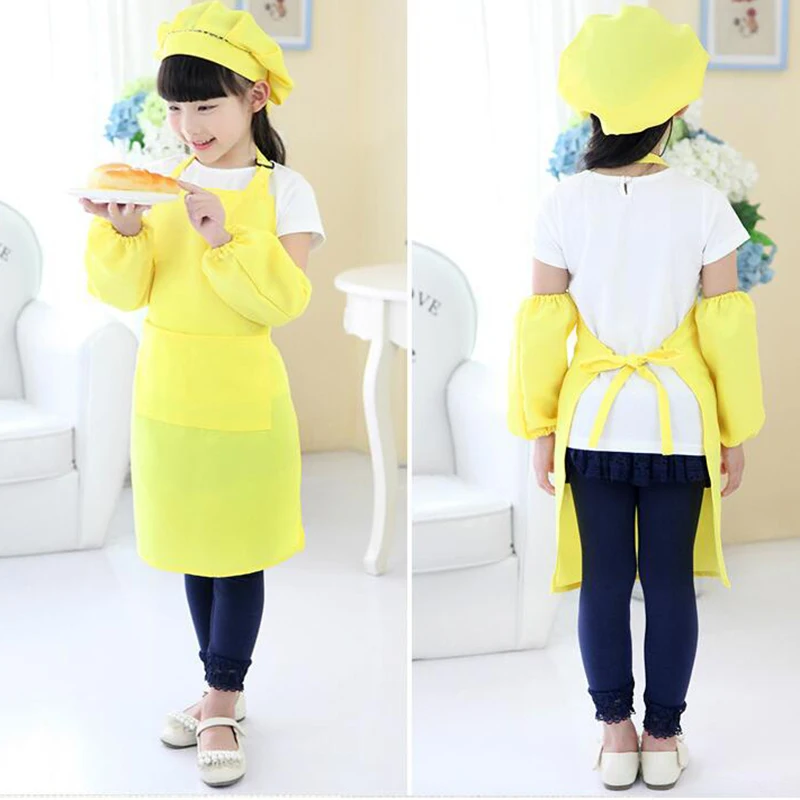 

12 Piece Children's Chef Hat Apron Set, Boy and Girl Apron Children Adjustable Cotton Apron Kitchen Apron Belt