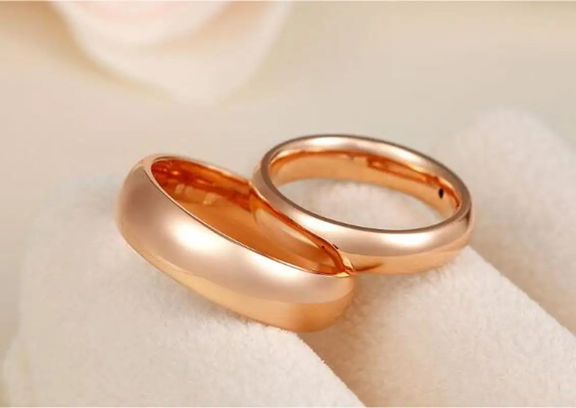 Классические глянцевые обручальные кольца 18K AU750 True Solid Gold Rose для женщин и мужчин