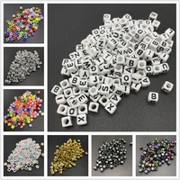 100pcs 6mm mixed letter acrylic beads square alphabet loose beads for jewelry making diy handmade bracelet necklace accessories