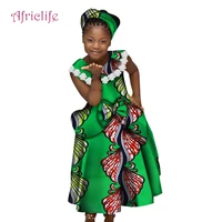 african dresses for little girls pleated skirt gifted hair band lovely girl clothing with big bow custom size clothes wyt538