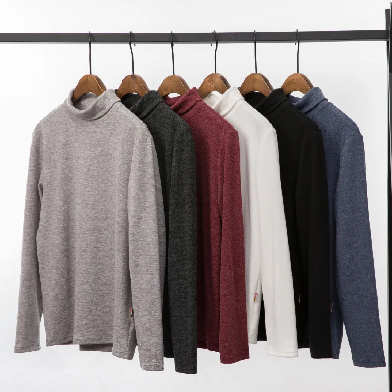 Осенний серый свитер с высоким воротником для мальчиков повседневная