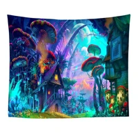 psychedelic mushroom 3d printing tapestry mandala room aesthetic witchcraft supplies boho decoration home decor cartoo