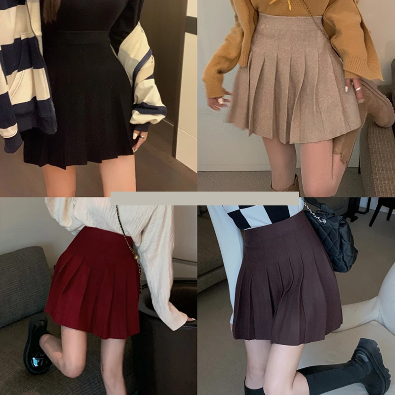 

Осень/Зима 2021, новая плиссированная юбка с завышенной талией, облегающая трикотажная трапециевидная юбка в стиле Джокера.