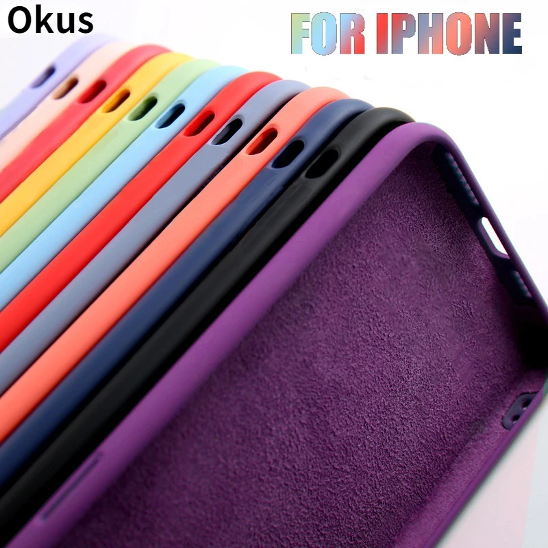 

Luxury Original Silicone Case for iPhone 13 12 Mini XR XS Max iPhone13 Official Cover for Apple iPhone 11 Pro Max 7 8 6S Plus