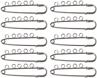 10 pcs silver diy brooches 5 holes safety pins brooches jewelry findings