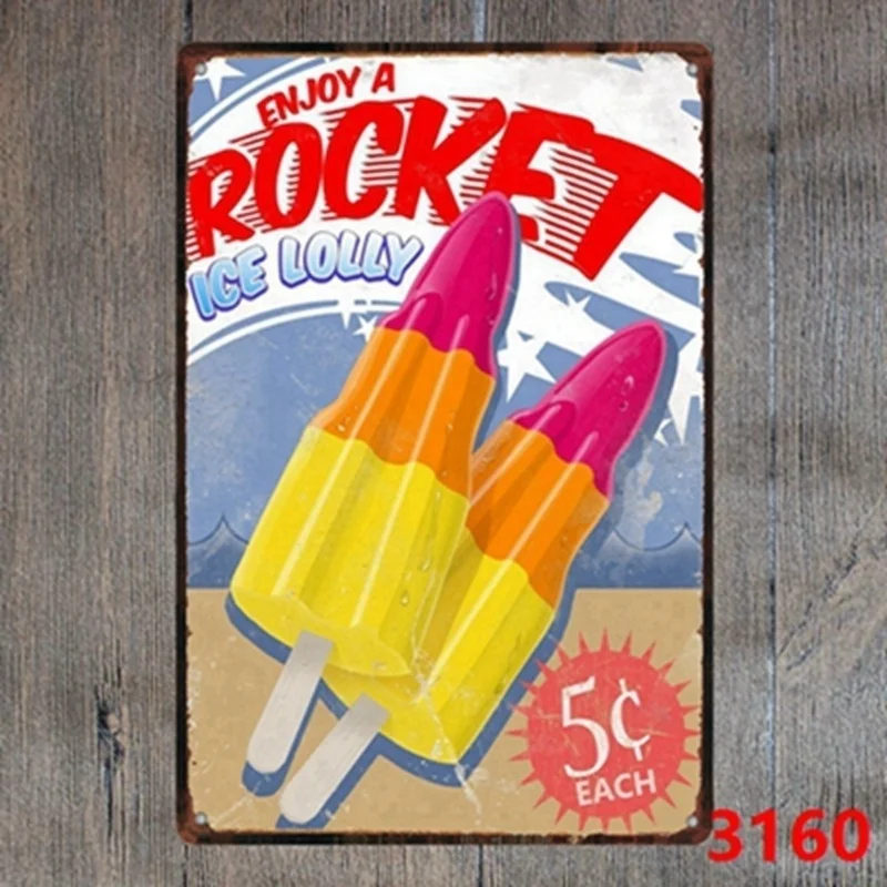 

metal Tin Sign 20*30 cm enjoy a rocket icelolly Decor Bar Pub Home Vintage Retro Poster comic sticker