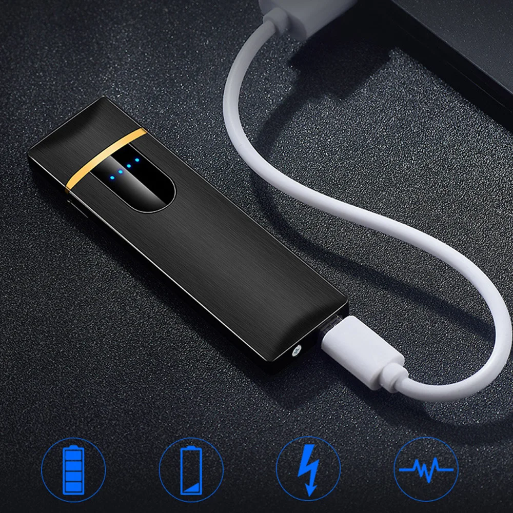 Двусторонняя Зажигалка usb зарядка сенсорный датчик переключатель ветрозащитный