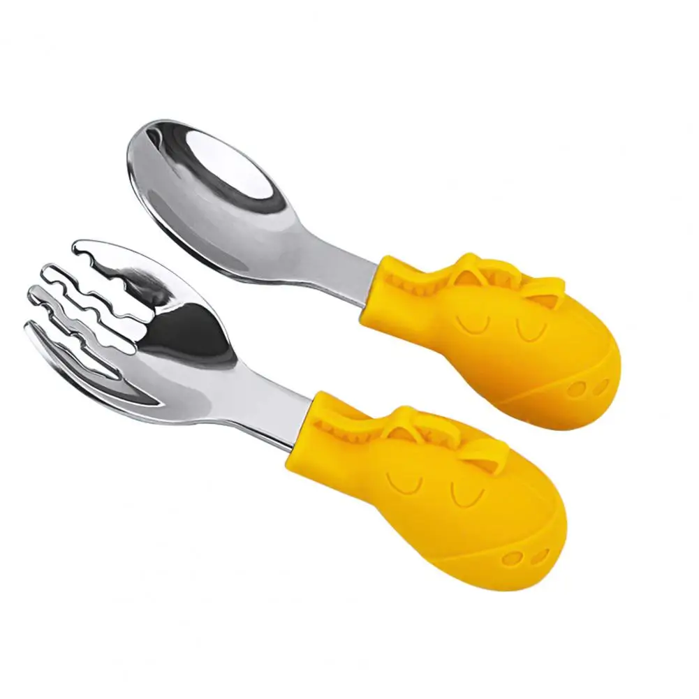 

Cute Whale Elephant Shape Handle Stainless Steel Fork Spoon Kids Tableware Set
