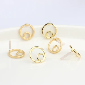 Золотистые полые круглые серьги-подвески из цинкового сплава, соединитель 18 мм, 6 шт.лот для изготовления сережек сделай сам, аксессуары для ювелирных изделий