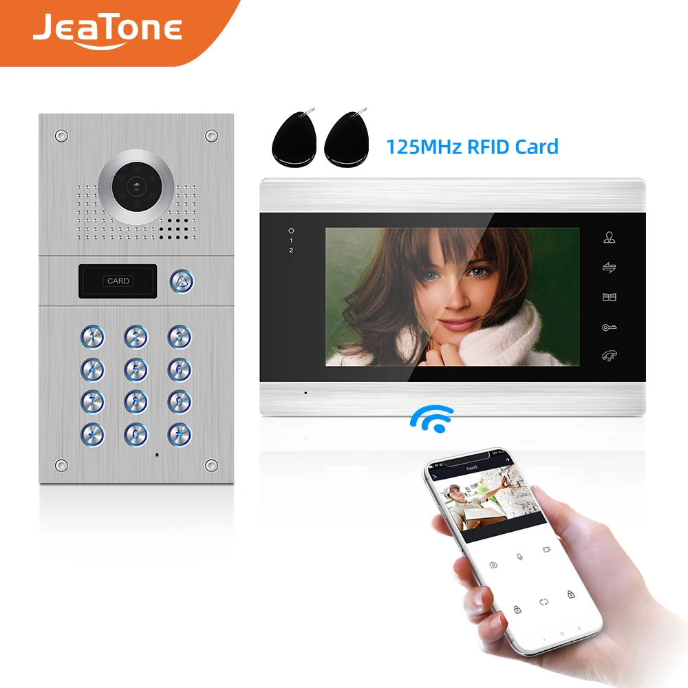 Jeatone 7 ''Wifi Smart Tuya Video Deurtelefoon Intercom Systeem Met 720P/Ahd Deurbel Opname, ondersteuning Ios/Android Remote Unlock
