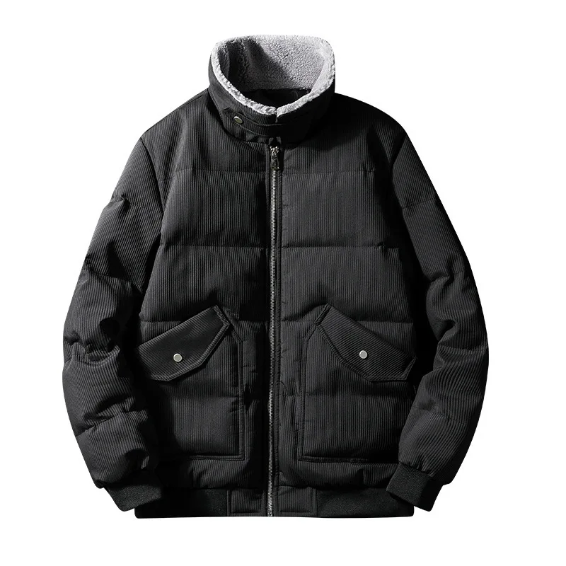

Winter Cotton Down Jacket Korean Men's Trend Net Black Thick Lapel Youth Slim Warm Parka Coat Jacket Men's Clothing