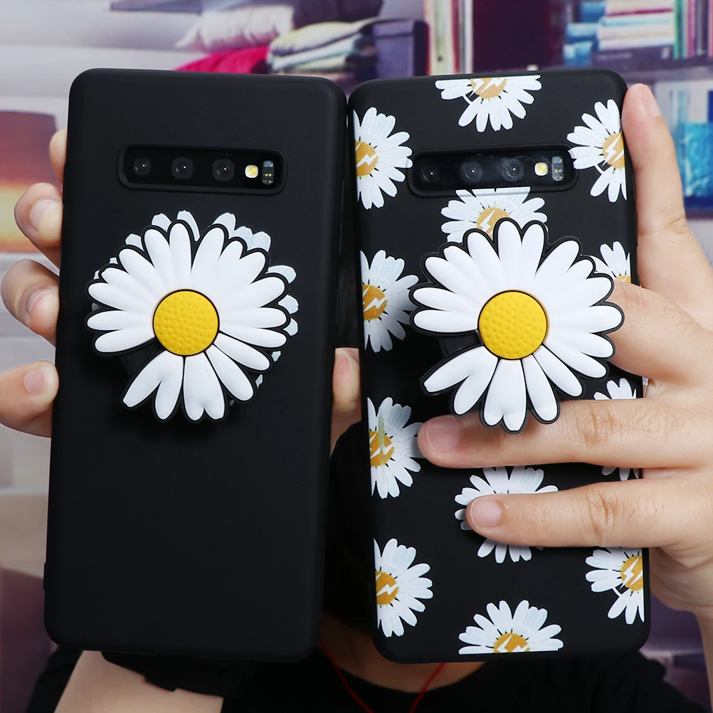 For Samsung Galaxy S20 Ultra Note 10 Pro S10 Lite S8 S9 Plus A50 A70 A71 A51 A40 A30 A20e A7 3D Ins Daisy Stand Holder Soft Case | Мобильные