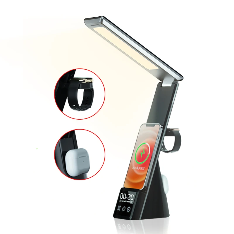

Wireless Charging Desk Lamp Creative Eye Protection Lamp for IPhone Three-in-one Wireless Charger Three-color Adjustable Light
