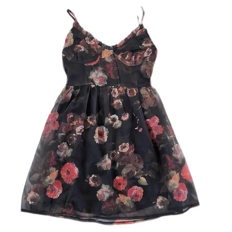 

Летнее платье для женщин, Новое шифоновое платье с v-образным вырезом, с завышенной талией Robe Femme юбка А-образного силуэта Vestidos тонкий модная ...