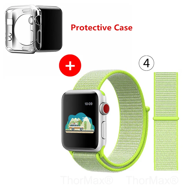 Нейлоновый спортивный бесшовный ремешок для наручных часов iwatch, 4 цвета, в полоску, легкий мягкий сплетенный ремешок для наручных часов Apple Watch 4 серии 3/2/1 38 мм 42 мм 40 мм 44 мм - Цвет ремешка: 4-Flash Light