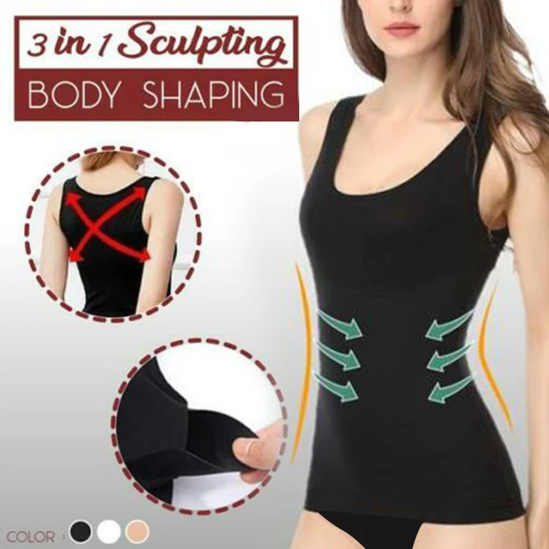 

Newly 3 in 1 Sculpting Body Shaping Vest Shaper Shapewear Breathable Slimming for Women FIF66
