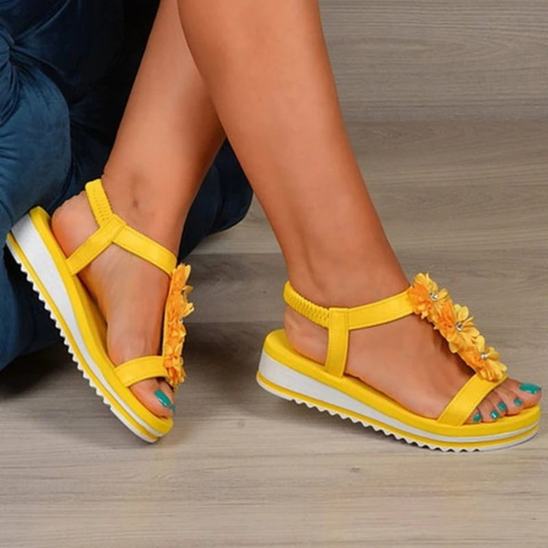 Женские босоножки на плоской подошве с открытым носком Повседневные женские