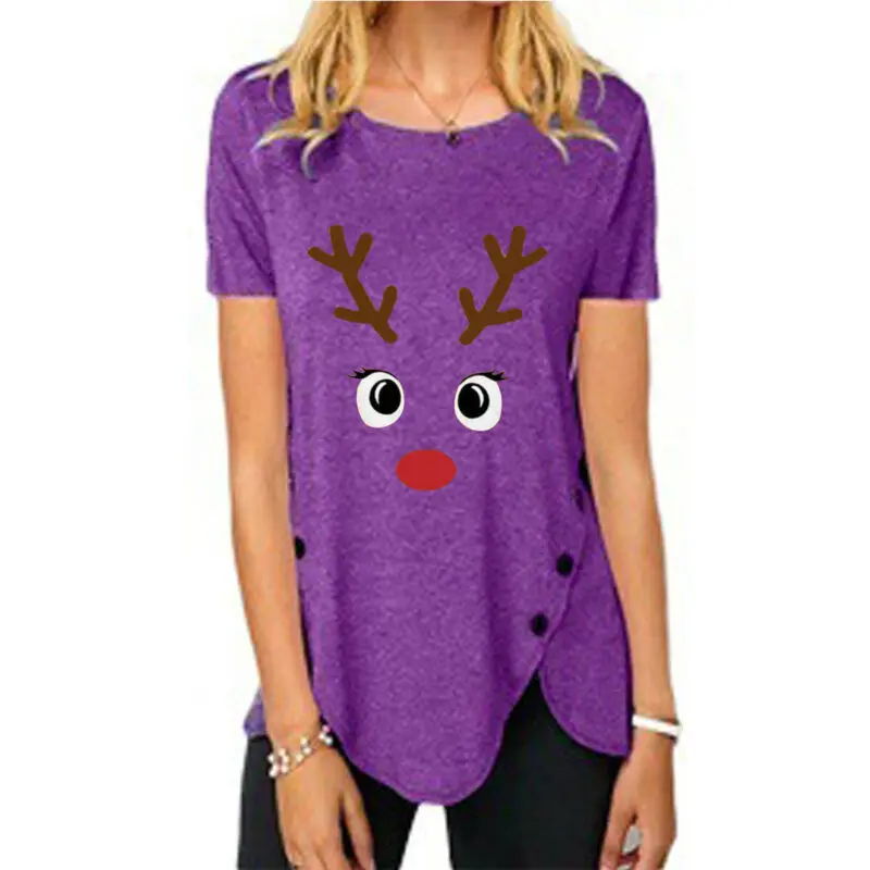 

Women Casual Short Sleeve Crew Neck T-Shirt Top Loose Pullover Blouse Plus Size