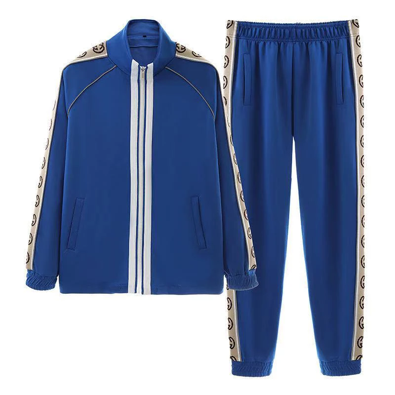 

European 2020 new men's loose reflective suit autumn and winter cardigan long-sleeved trousers sports and leisure two-piece suit