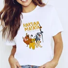 Футболки для девочек, футболки с принтом хакуна матата, это означает, что не беспокойтесь, Simba, Nala, Timon, Pumbaa, Rafiki, графические футболки, кавайная футболка, женская футболка с мультяшным принтом