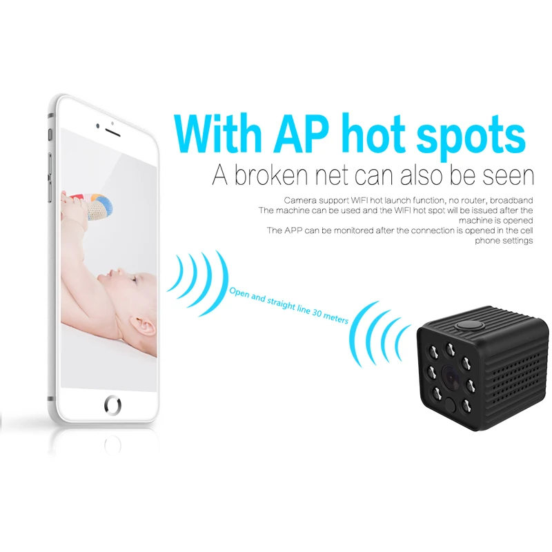 WiFi IP мини камера P2P видео рекордер HD 1080P Портативная Поддержка удаленного