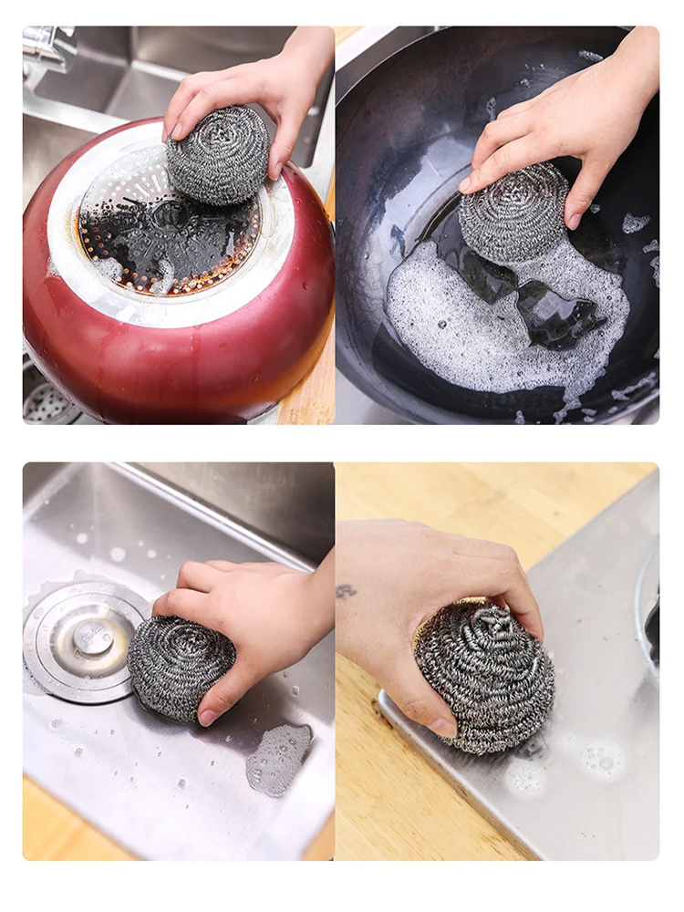 Чистый Стальная проволока мяч губки сетки супер моющее средство инструмент