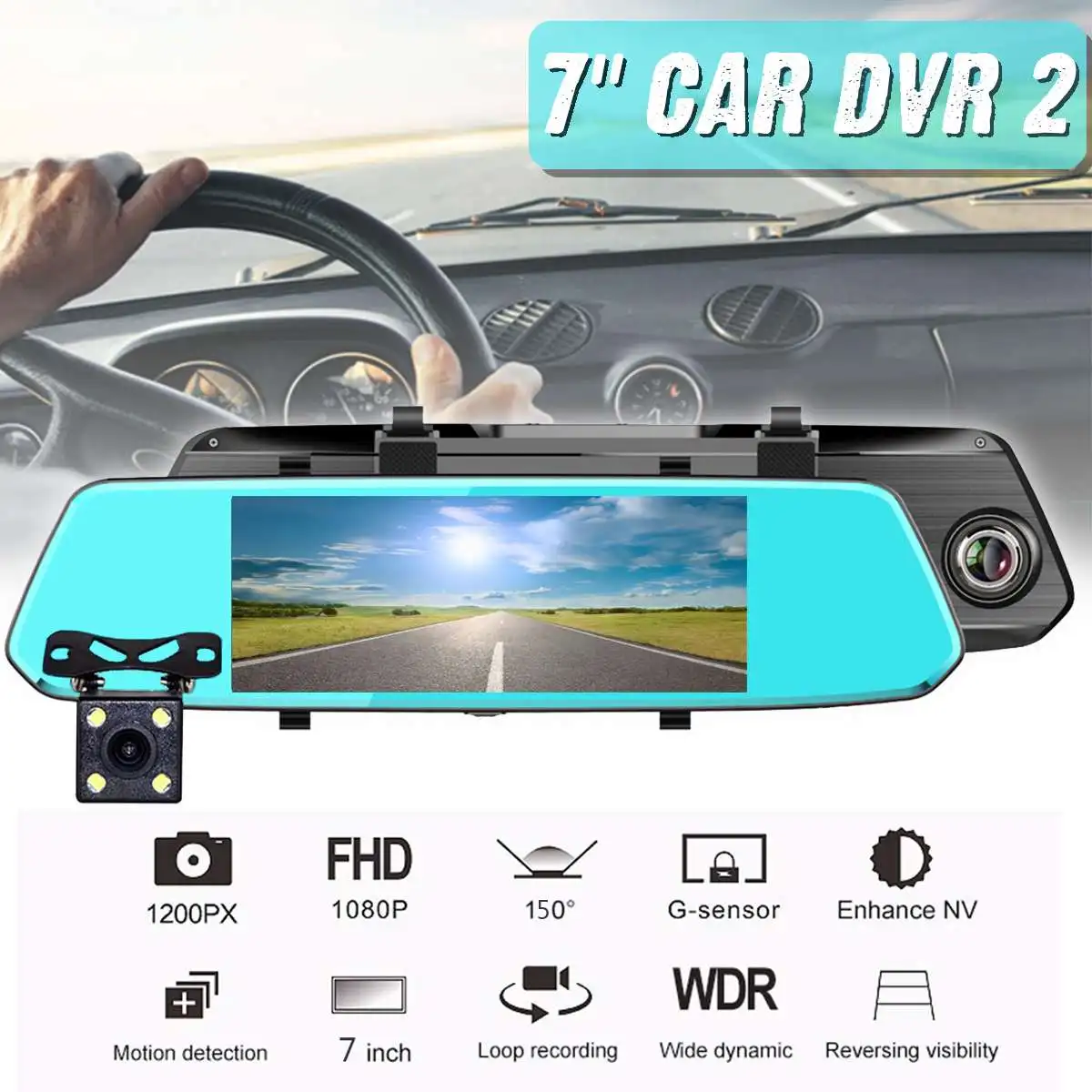 7 дюймовый сенсорный экран Автомобильный видеорегистратор с ночным видением HD