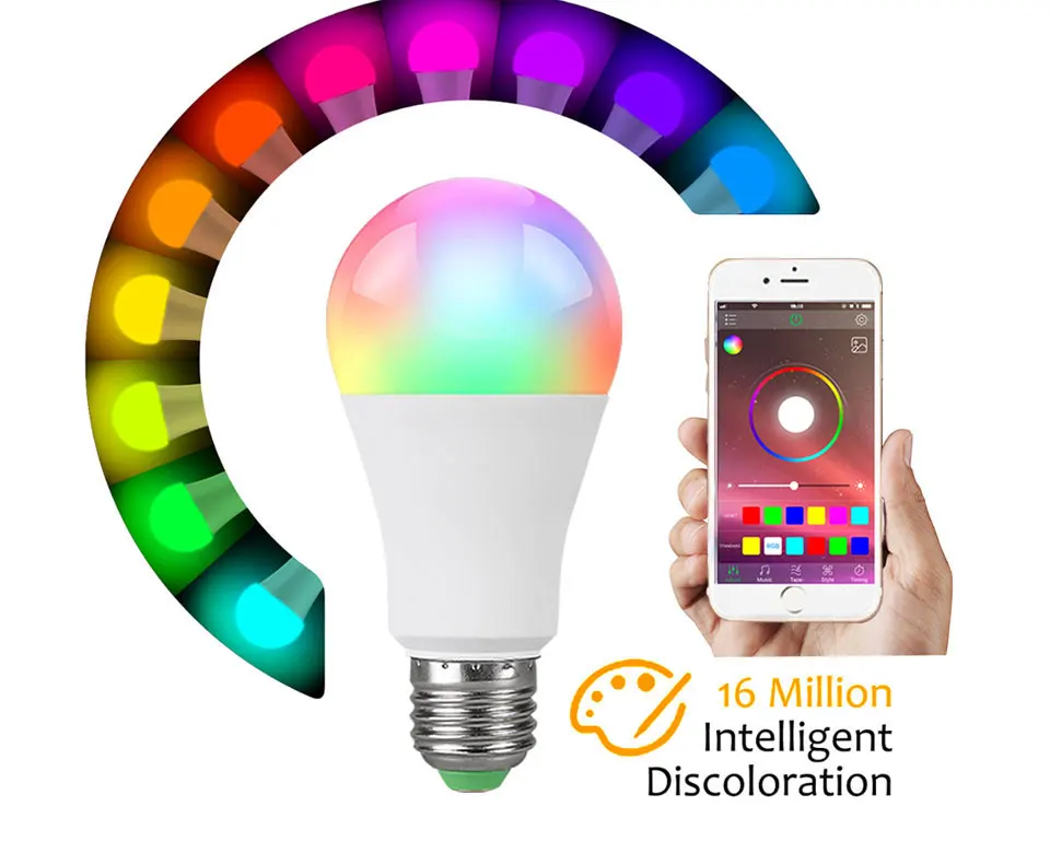 85-265 в E27 светодиодный светильник RGB 15 Вт Bluetooth Wifi приложение управление умная лампа 10 Вт RGBW подсветка rgbww лампа ИК пульт дистанционного управления Домашний Светильник ing