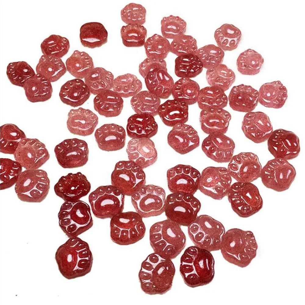 Strawberry crystal Натуральный кристалл кварца милый Коготь медведя ручной резной Кристалл Коготь кота dly ювелирные изделия кулон целебное Кристальное ожерелье Шарм подарок - Цвет: Strawberry crystal