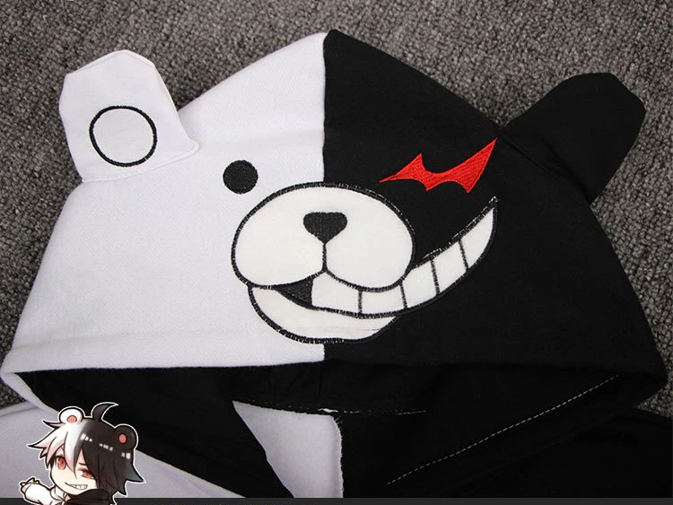 Danganronpa Monokuma костюм косплей унисекс Толстовка Черный Белый Медведь Костюмы Пальто Куртка