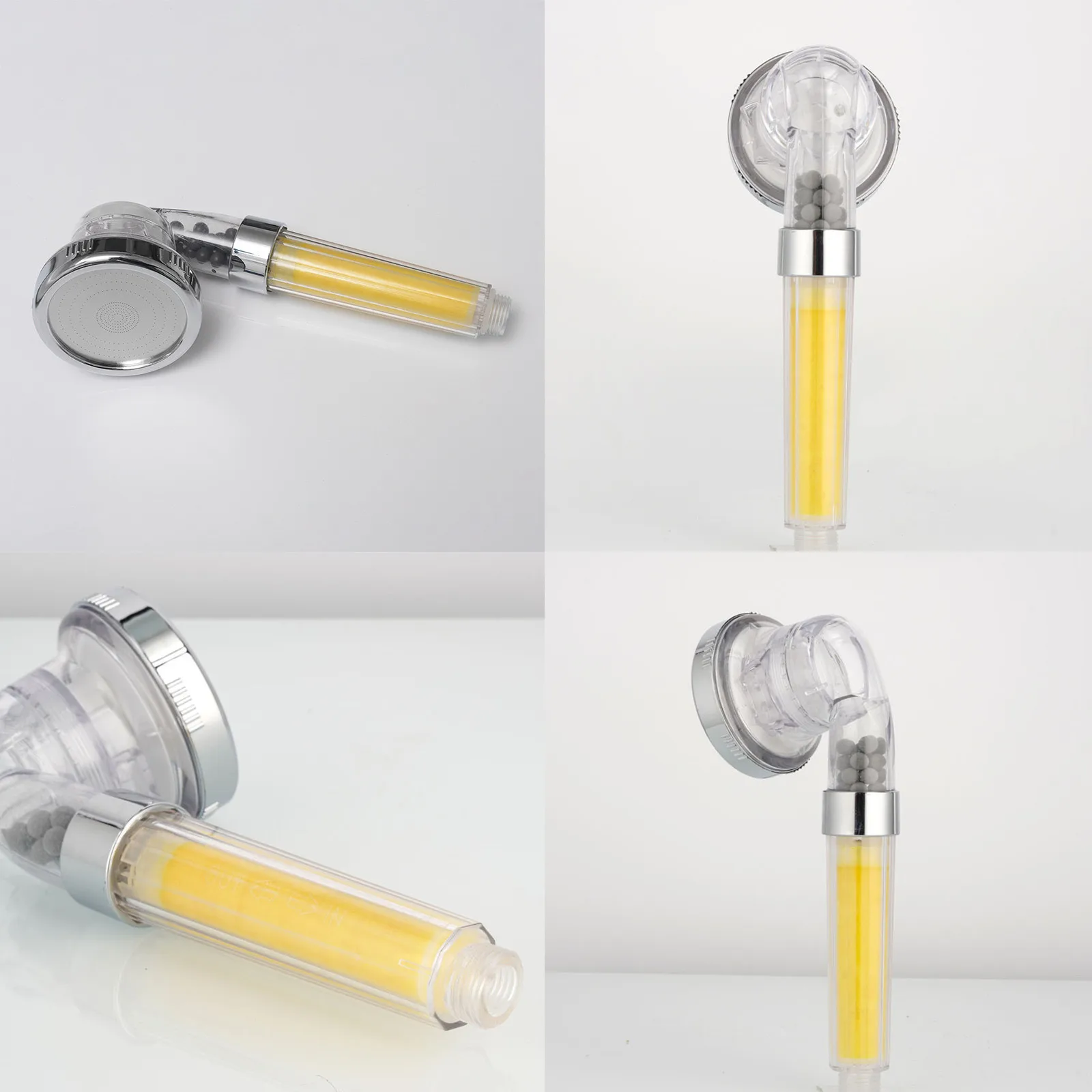 

4pcs 3 Modes Bath Shower Adjustable Jetting Shower Head High Pressure Saving Water Bathroom Anion Filter Shower SPA Nozzle