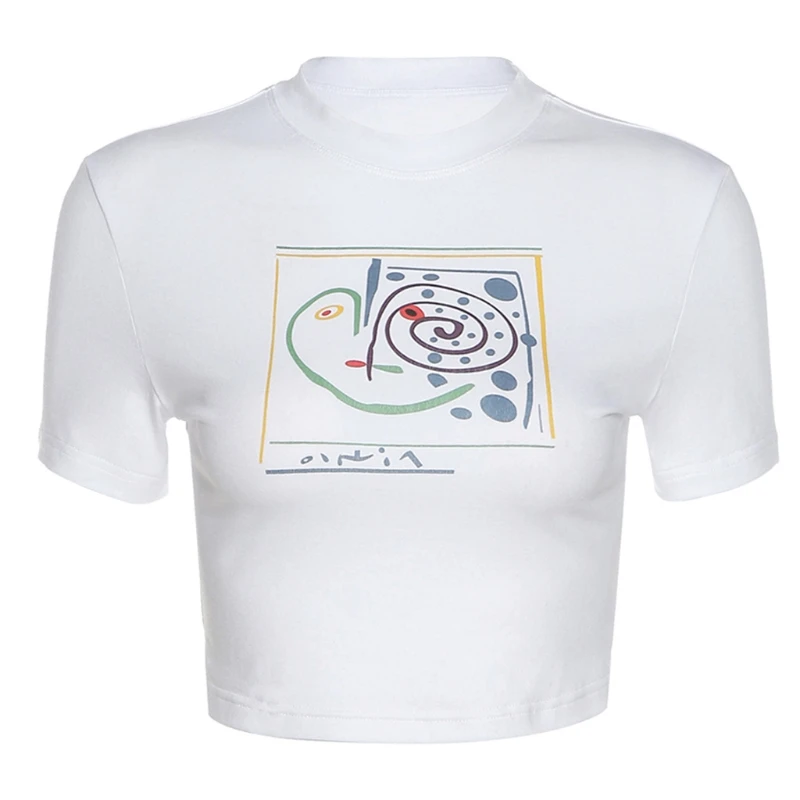 

Женская летняя обувь с высокой горловиной и короткими рукавами Harajuku футболка с изображением якоря Абстрактный графический принт с капюшон...