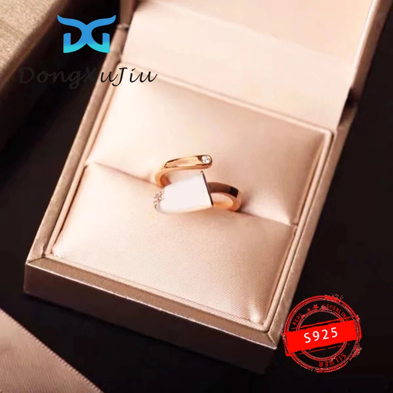 

High quality original brand 1:1S925 sterling silver ring ice cream diamond ring luxury design fashion jewelry gift with logo