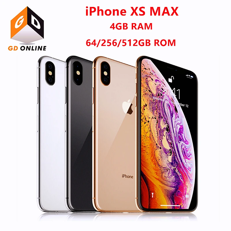 Оригинальный Смартфон Apple iPhone XS Max, 6,5 дюйма, ОЗУ 4 Гб ПЗУ 64 Гб/256 ГБ/512 ГБ, шестиядерный, IOS A12 Bionic NFC LTE 4G, сотовый телефон