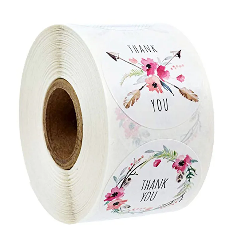 Спасибо наклейки рулон 500 шт клейкие этикетки с цветочным уплотнением для