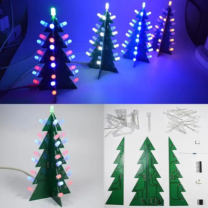 DIY Kit Рождественские елки светодиодный электронный модуль платы блока программного управления Красный Зеленый флэш-светильник электронный костюм украшение праздника