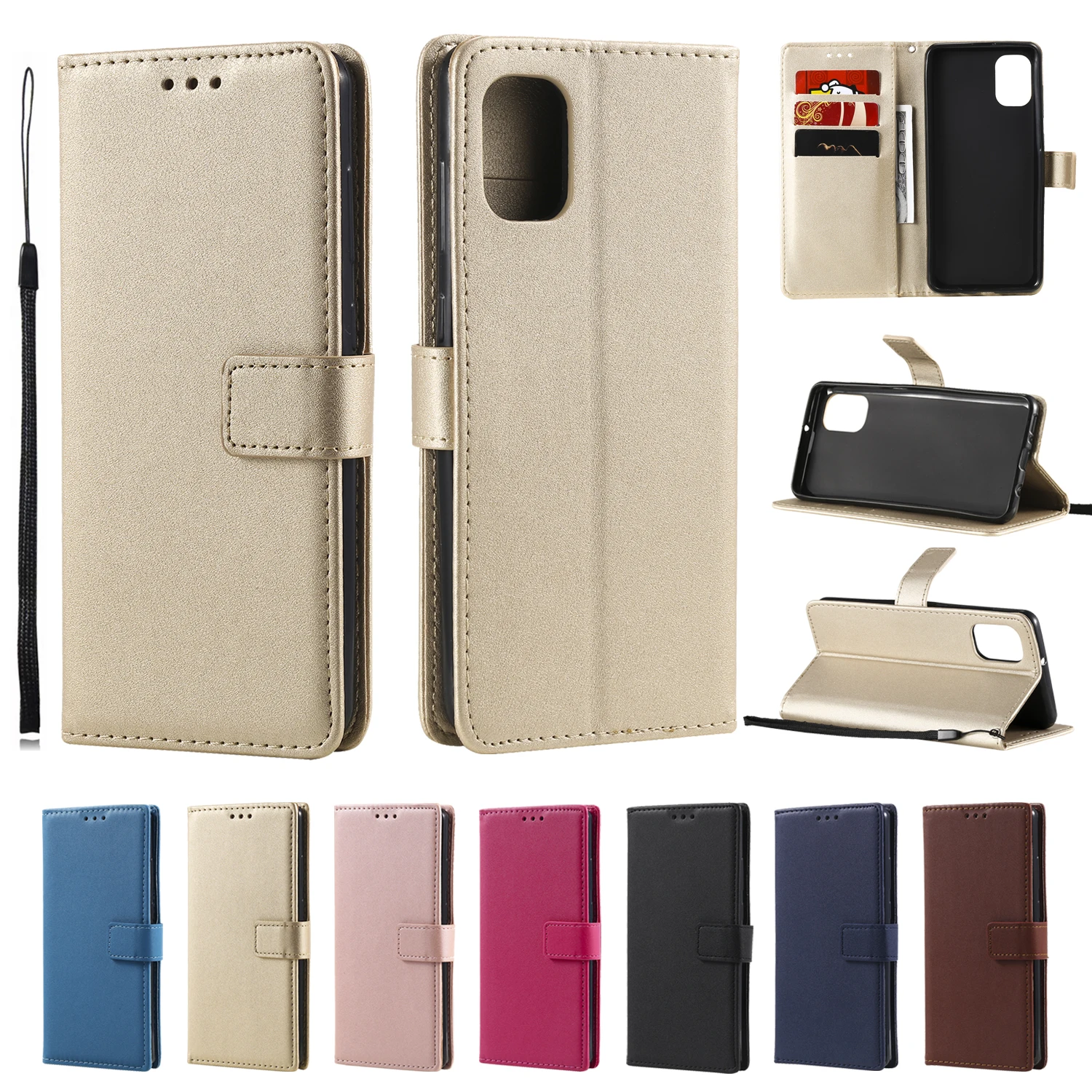 

Leather Flip Case For Galaxy A10 A20 A30 A40 A50 A70S A80 A90 M10 M20 M40 A10E A20S M30S A02S Card Slots Stand Wallet Holder