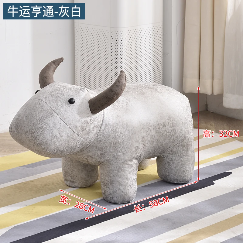 

Children Cartoon Small Bench Animal Household Elephant Low Tabouret Solid Wood Stool Creative Meubles Pour Enfants