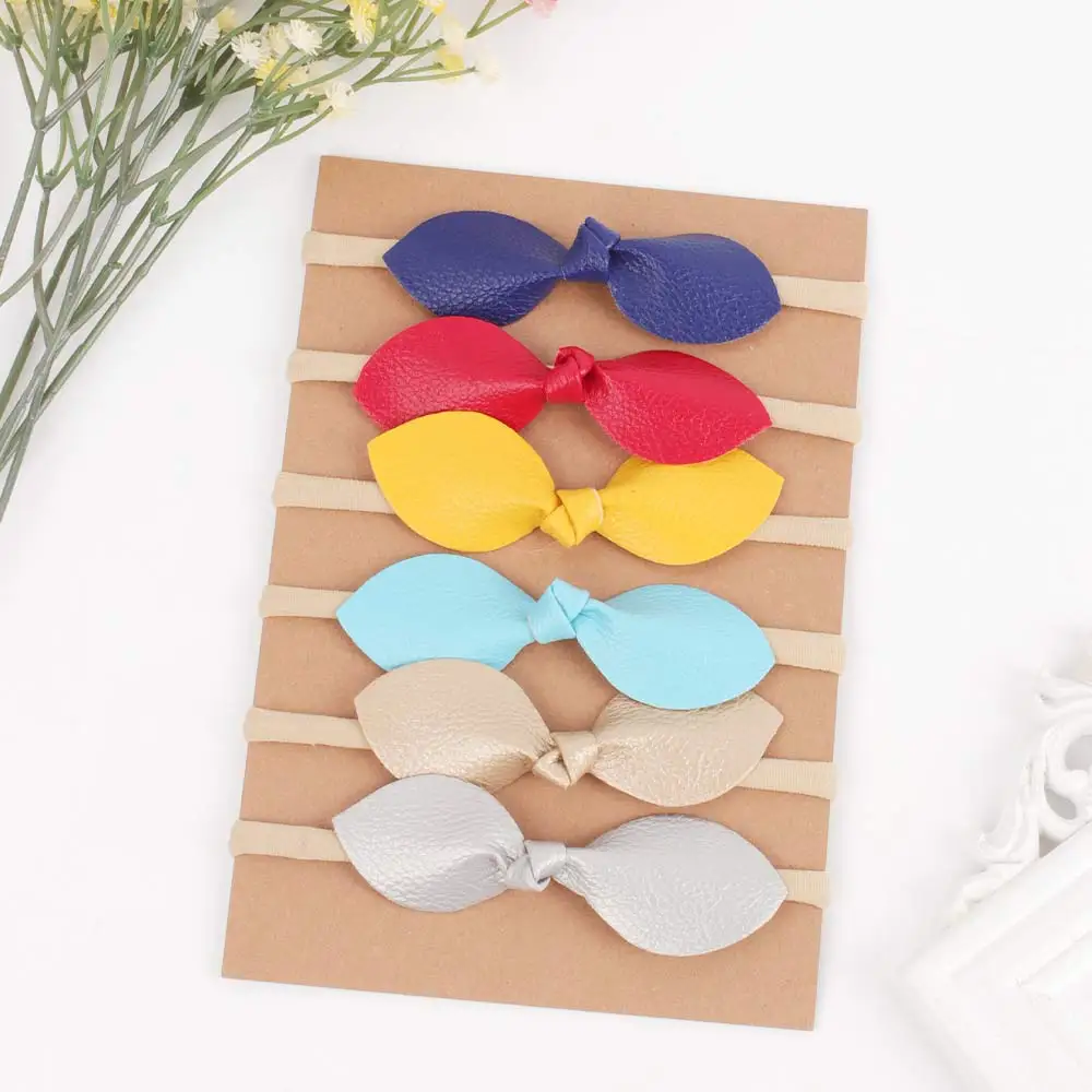 

6Pcs/Set Baby Headbands For Girls Solid Color Sweetheart Knot-bow Elastic Nylon Hair Bands Newborn Toddler Hair Accessories New