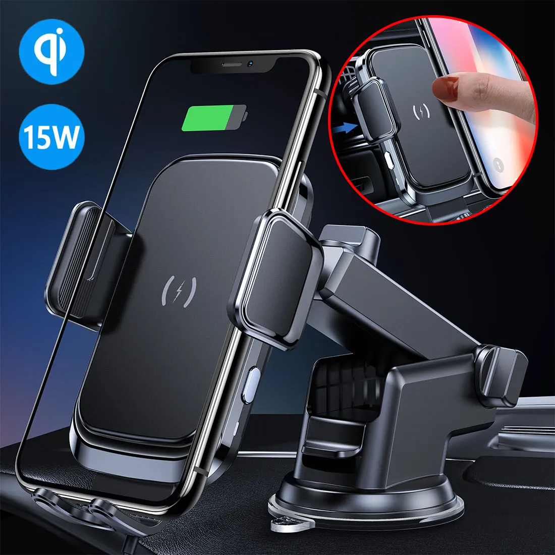 15 Вт Qi быстрой зарядки Автомобильный держатель для телефона на магните