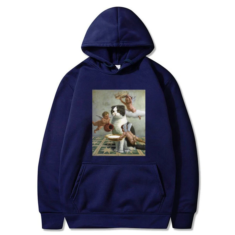 Худи с котом графической коровы в стиле ретро Мультяшные толстовки крутые