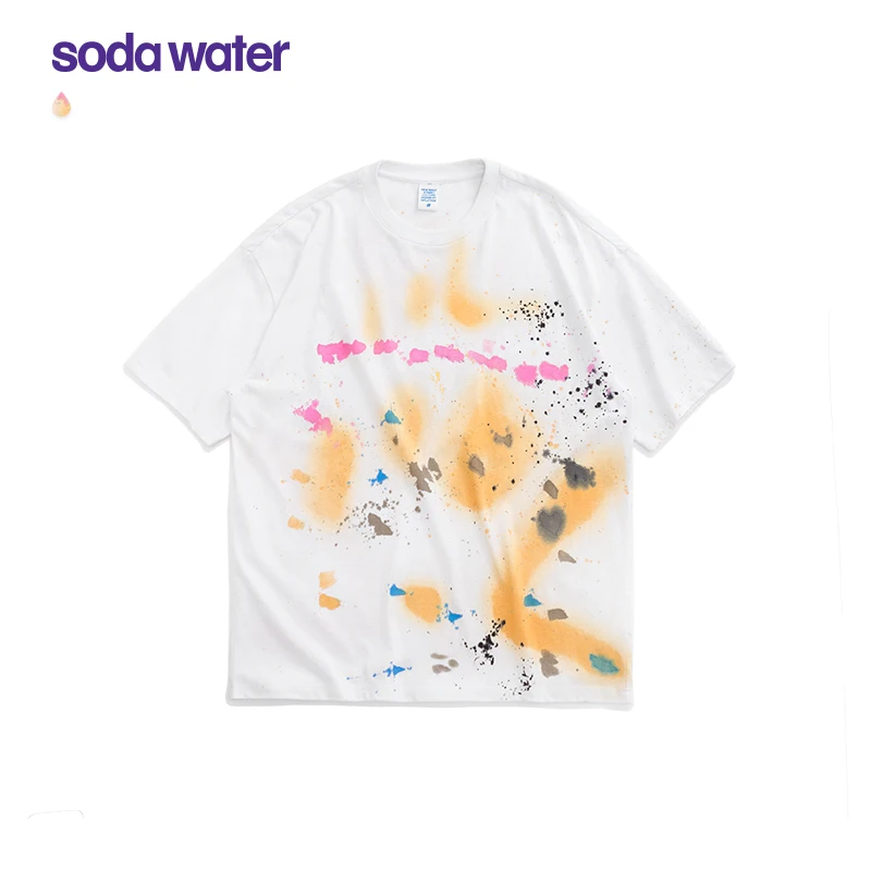 

SODAWATER Girl Harajuku T-shirts Woman Tops Streetwear Fashion Graffiti Paint-splashing Oversized Hip Hop T-shirts Woman 1170S20