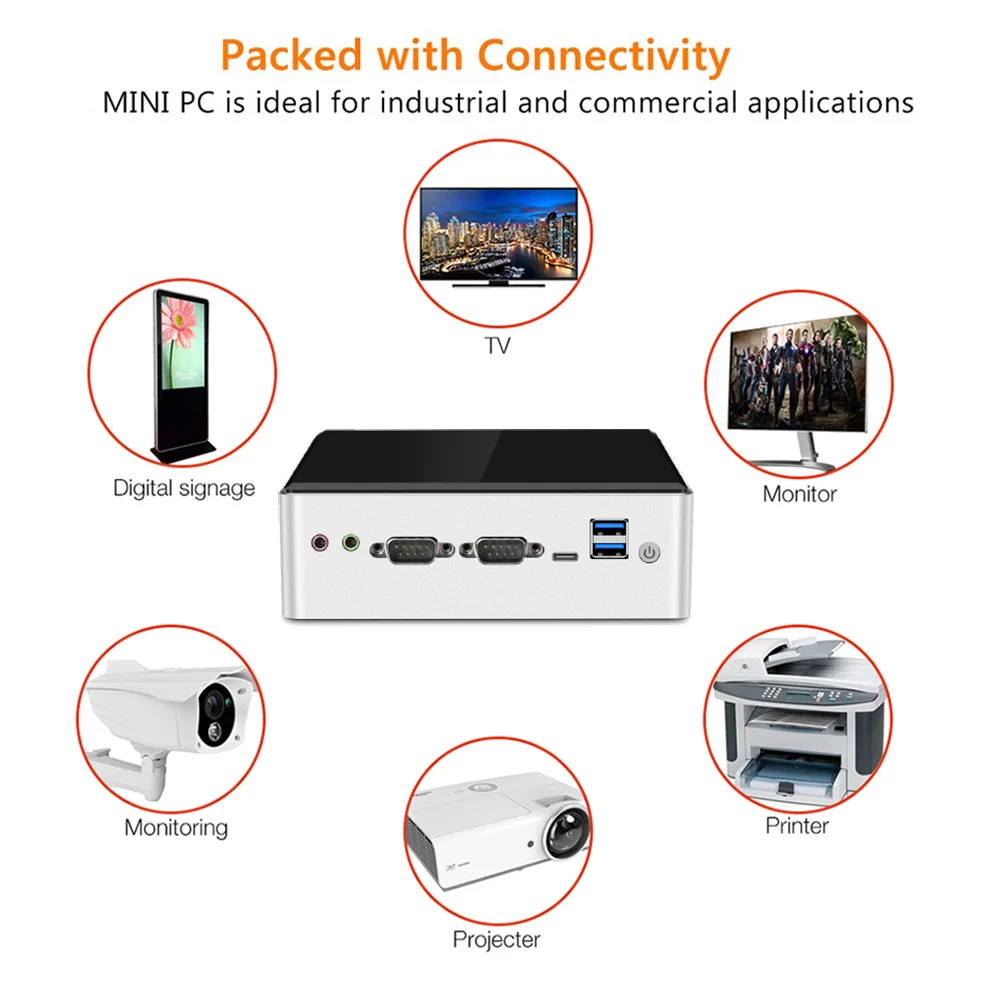 Мини ПК Linux Windows 10 Intel Core i5 4200U cpu DDR3L mSATA 2* LAN 2* RS232 4* usb type-C HDMI VGA WiFi Bluetooth микро компьютер