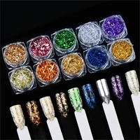 1pcs colorful platinum silk foils nail flake glitter tips 3d manicure nail art decor gold silver 10 color sequins for nails 1 pc