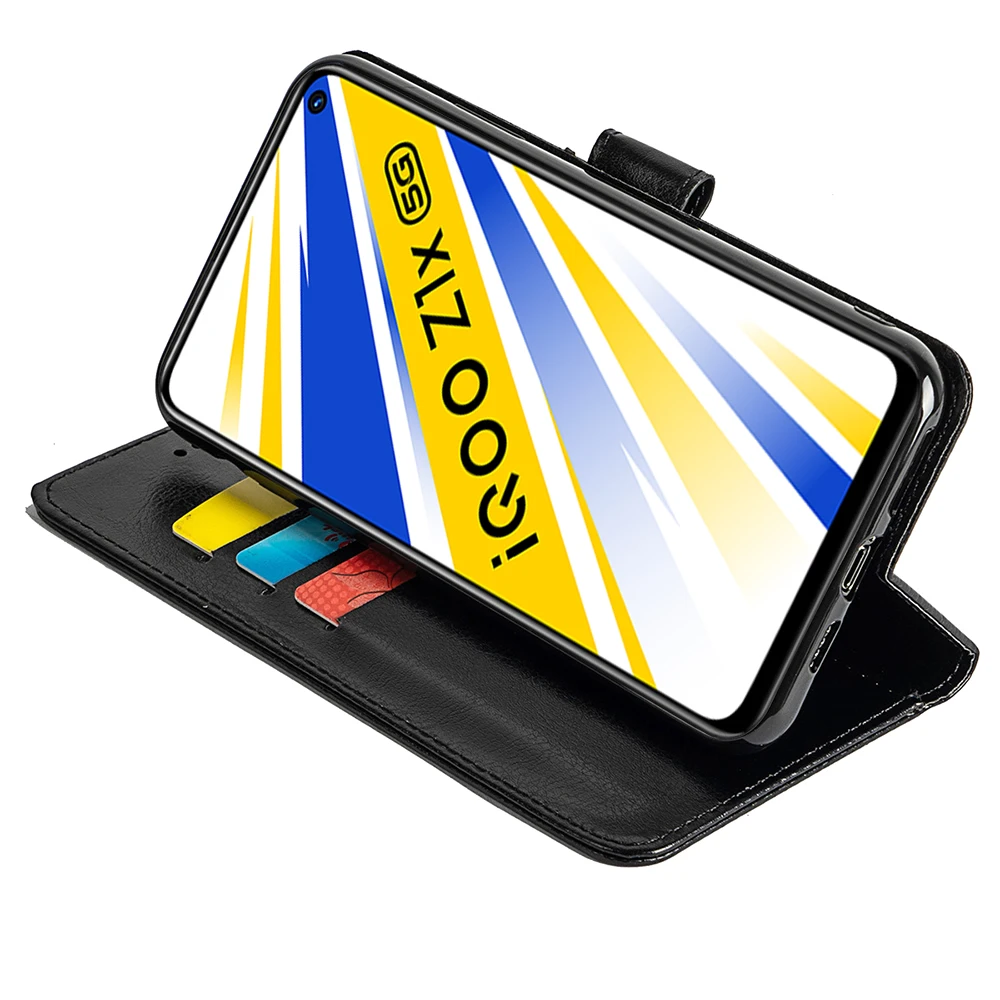 

NINY For Vivo iQOO Z1x Case Leather PU Wallet Flip Case Easy to Insert and Remove With Credit Card Holder Slot