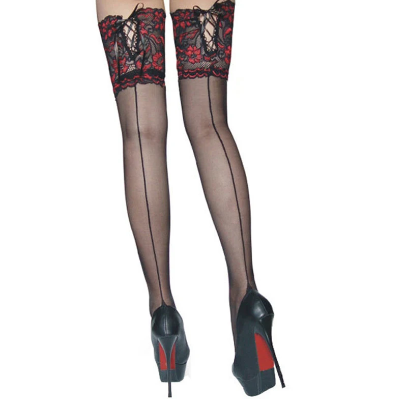 1 пара = 2 шт. сексуальные чулки выше колена широкие Гольфы на шнуровке женские