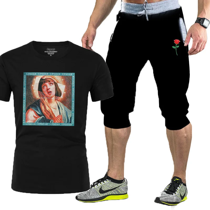 

2021 new summer Harajuku spoof Mona Lisa wear men's and women's T-shirt shorts fashion funny T-shirt casual wear jacket